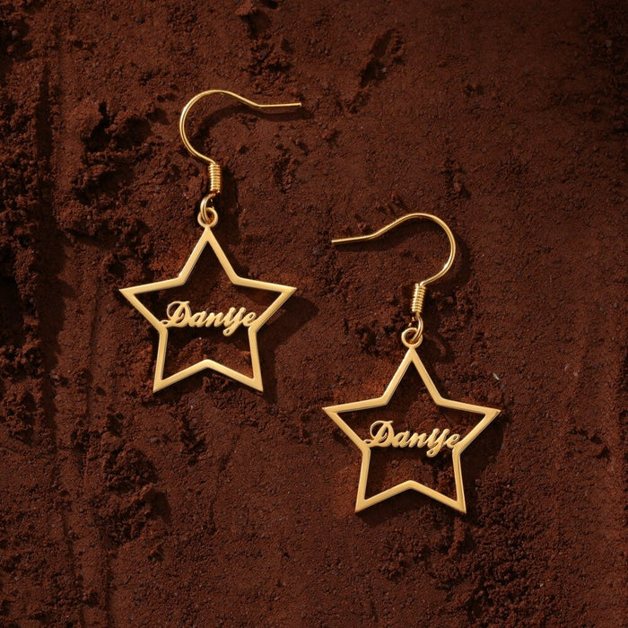 Personalized Custom 1 Name Dangle Earrings