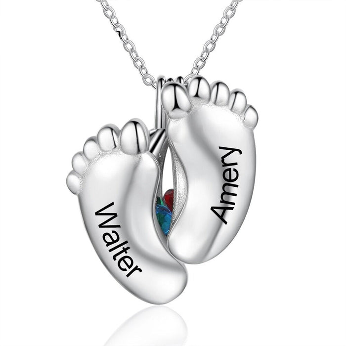 Personalized Baby Feet Engraved Pendant