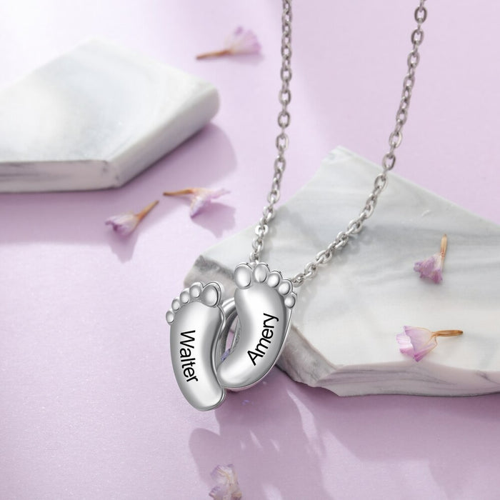 Personalized Baby Feet Engraved Pendant