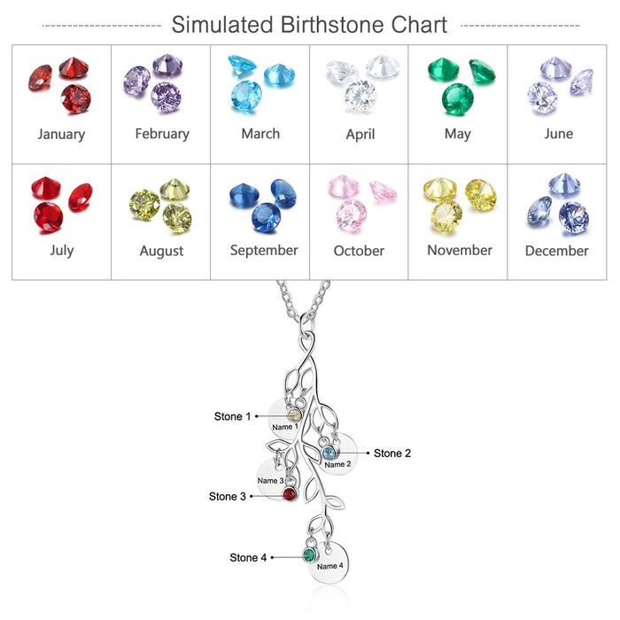 Personalized 4 Names Family Tree Necklace