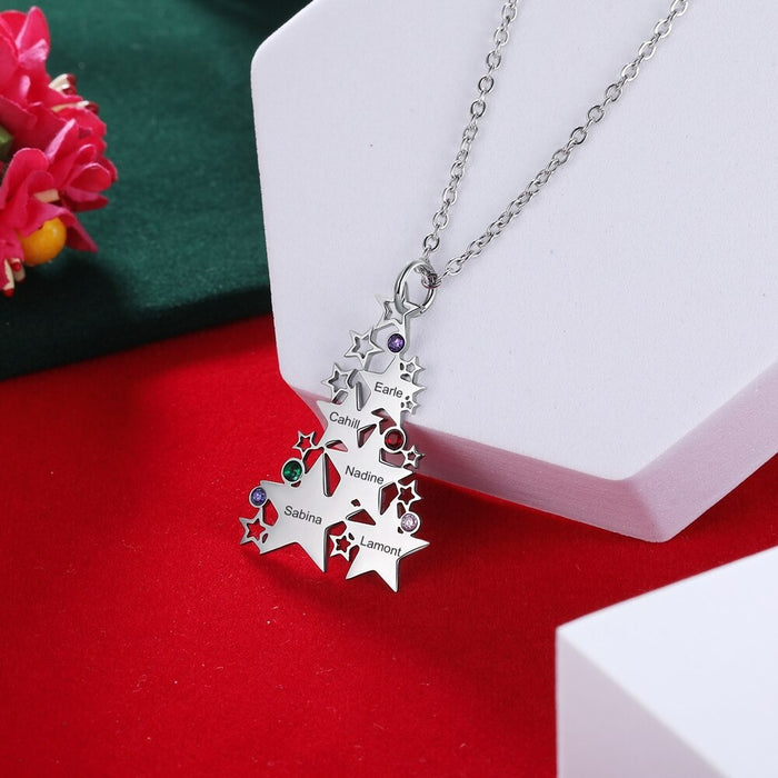Personalized Birthstone Multiple Star Necklaces for Women