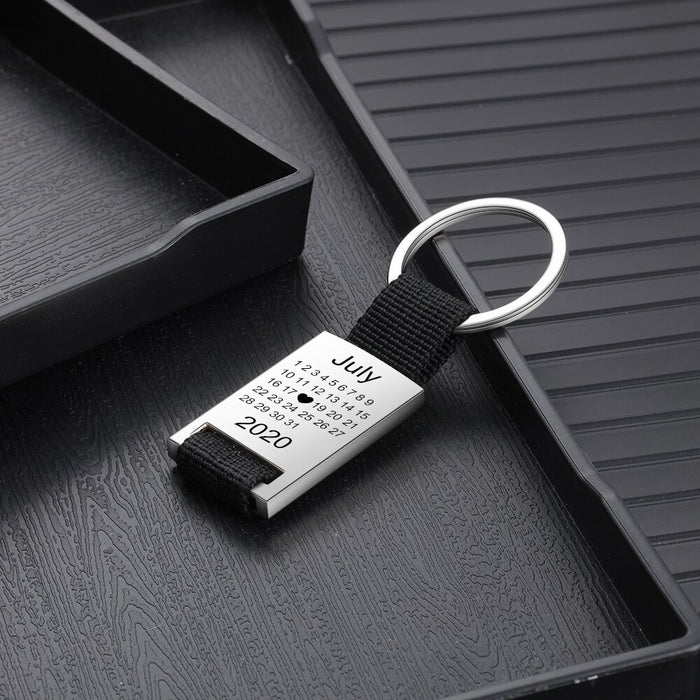 Personalized Calendar Stainless Steel Keychain For Men