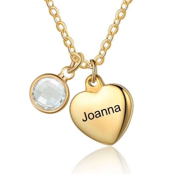 Personalized 1 Name And 1 Stone Cordate Necklace