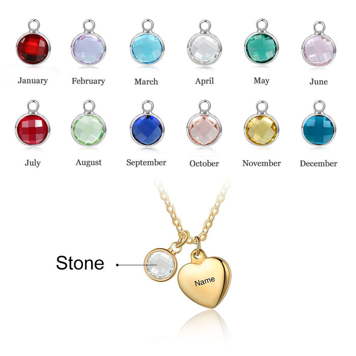 Personalized 1 Name And 1 Stone Cordate Necklace