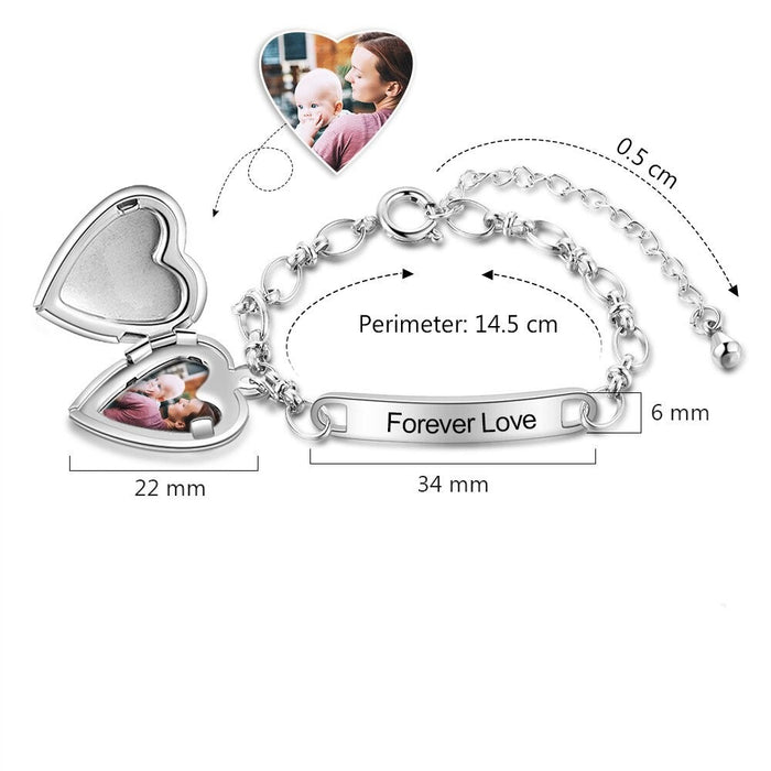 Personalized Photo With Name Heart-Locket Charms Bracelet