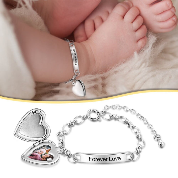 Personalized Photo With Name Heart-Locket Charms Bracelet