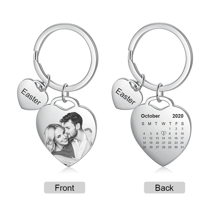 Personalized Date & Name Engraved Calendar Keychains For women