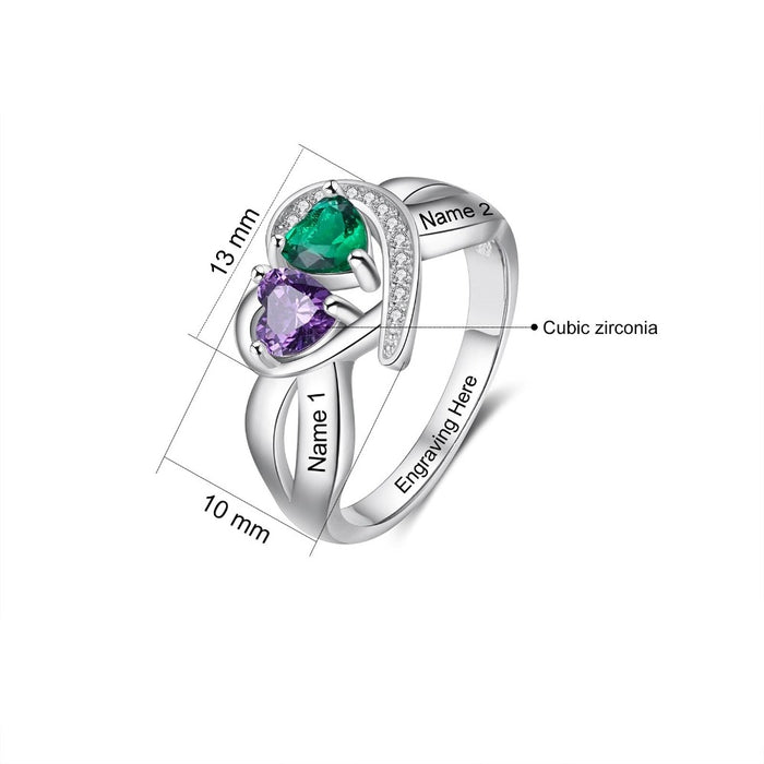 Double Stone Personalized Ring For Women