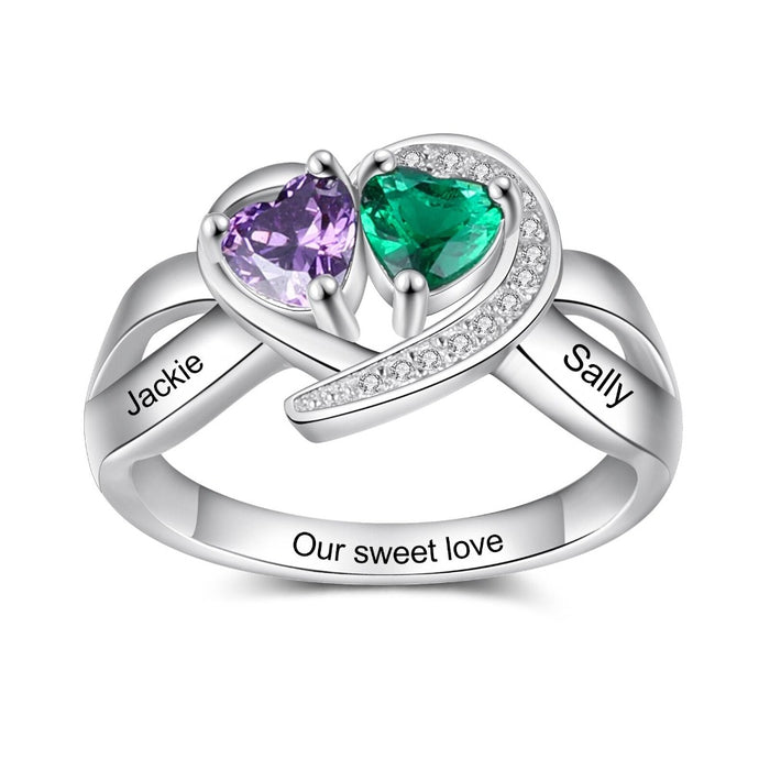 Double Stone Personalized Ring For Women