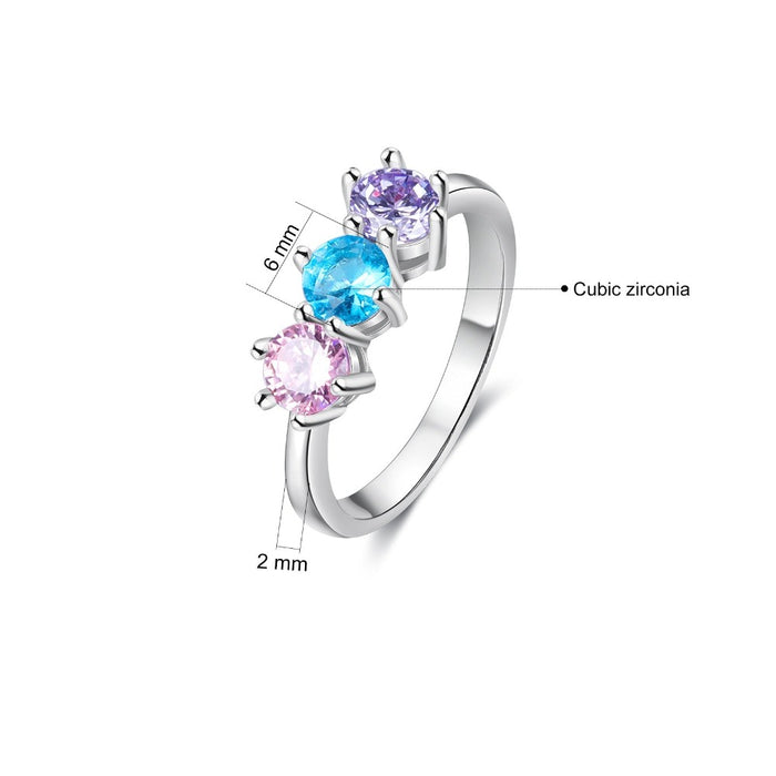 Personalized 3 Birthstone Rings For Women