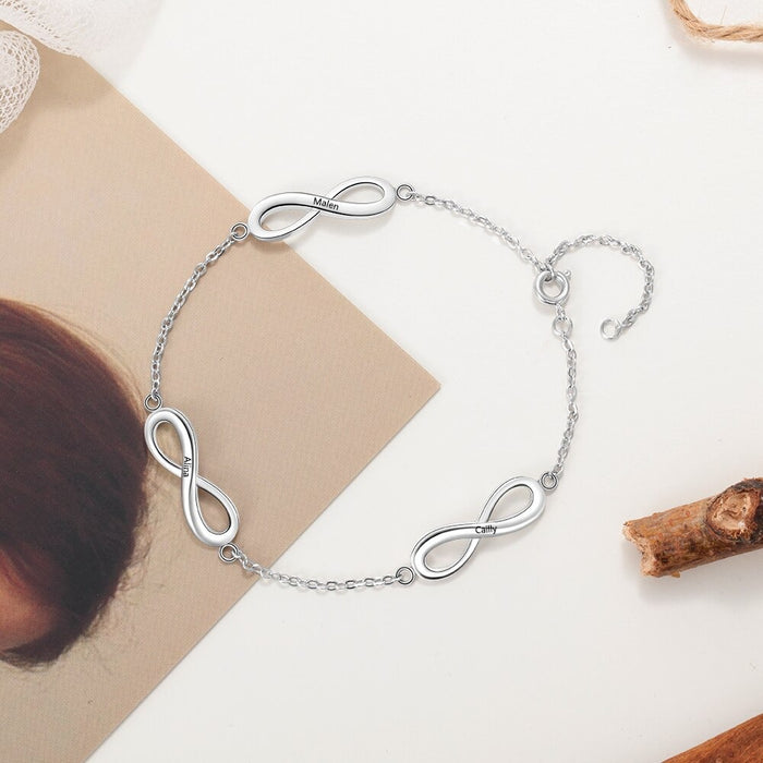 Personalized Engravable 3 Infinity Bracelets For Women