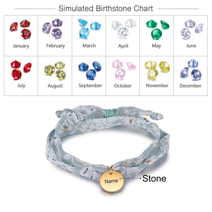 Customized Name & Birthstone Adjustable Bracelets For Women