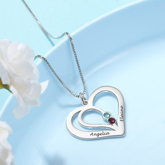 Personalized Engraved Name Heart-Shaped Necklaces
