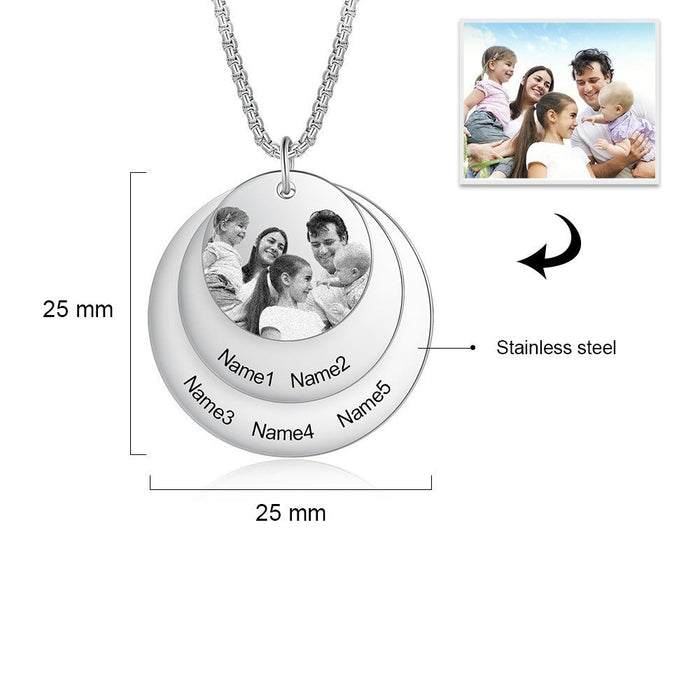 Personalized Engraved Name Necklace With Custom Family Photo