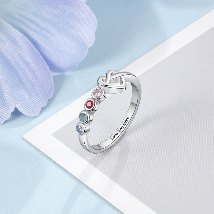 Personalized Engraving 4 Stones Knot Rings for Women