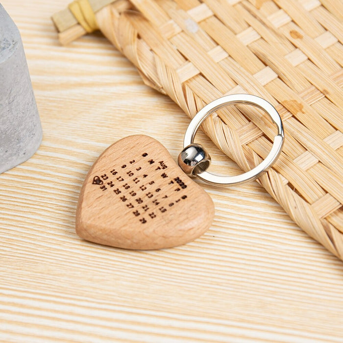 Personalized Name & Date Engraving Wooden Keychains