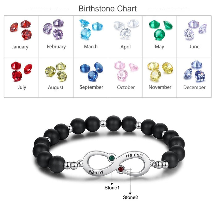 2 Birthstones Beaded Chain Bracelet For Women