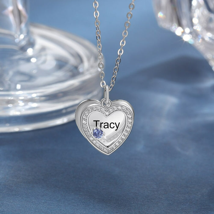 Personalized Engraving Zirconia Cordate Necklace