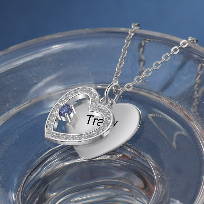 Personalized Engraving Zirconia Cordate Necklace