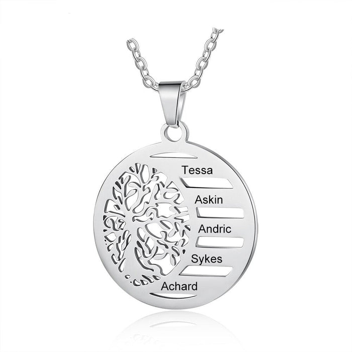 Personalized 5 Names Tree of Life Pendant Necklace