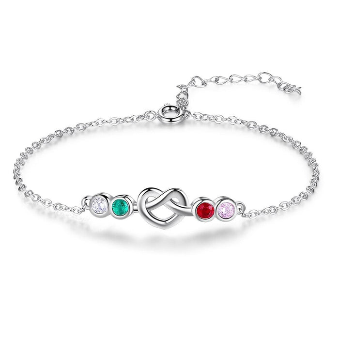 Personalized Knot Bracelet With 4 Birthstones