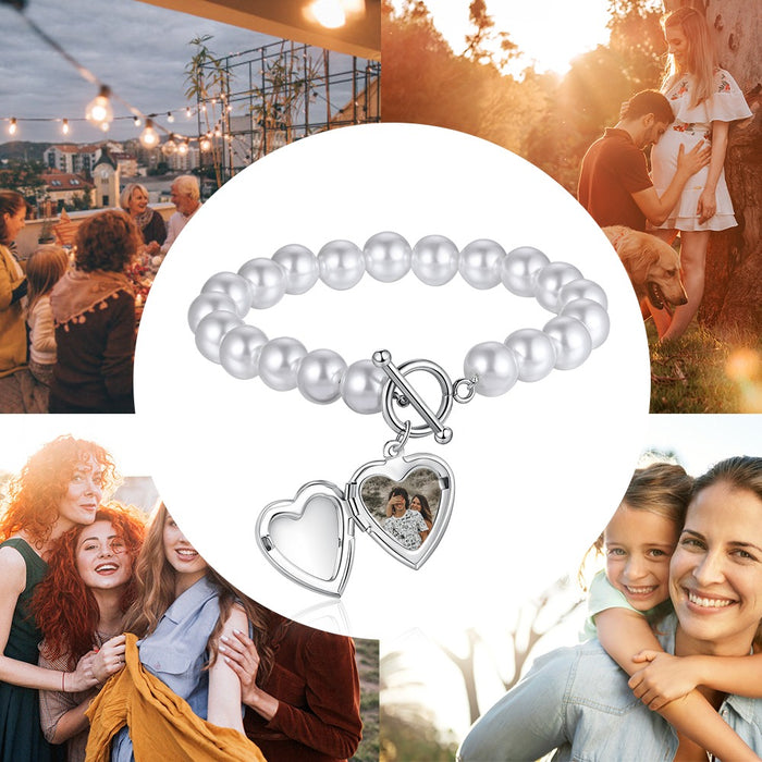 Personalized Pearl Chain Photo Bracelet