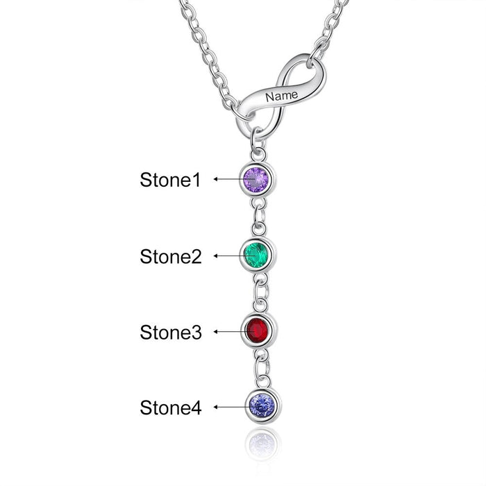 Personalized Infinity Necklaces 4 Stones 1 Name