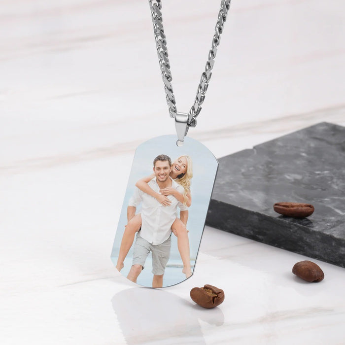 Personalized Memory 1 Photo Necklace For Men