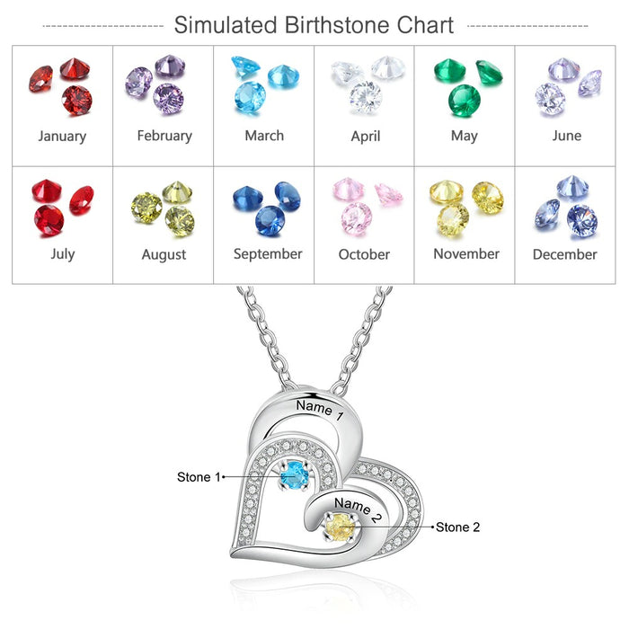 Personalized Mother Pendant 2 Stones 2 Names