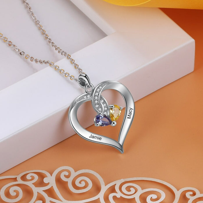 Personalized Name Engraved Heart-Shaped Pendant