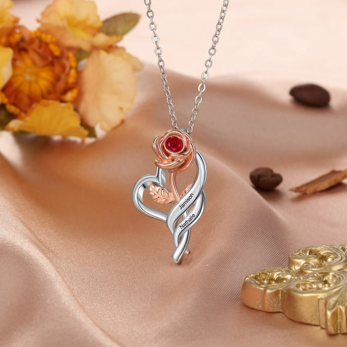 Personalized Engraved Rose Flower Pendant