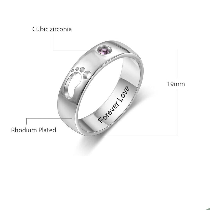 Personalized Name Hollow Baby Feet Ring