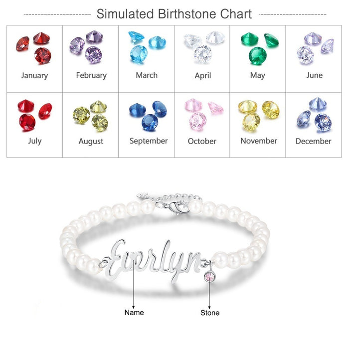 Personalized Nameplate Bracelet With Birthstone For Women