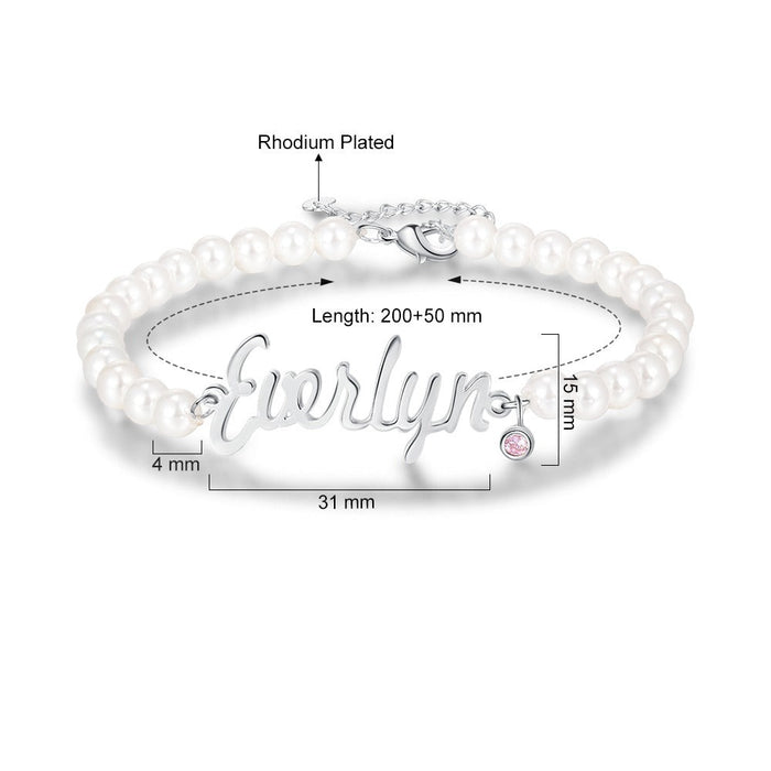 Pearl Beaded Custom Name Chain Bracelets