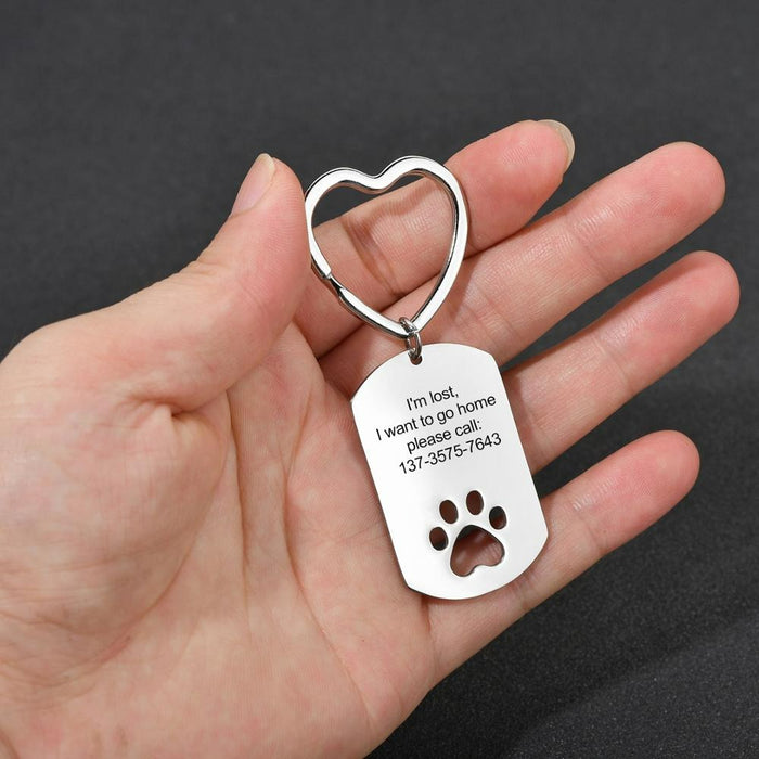 Custom Engraving Pet Paw Keychains