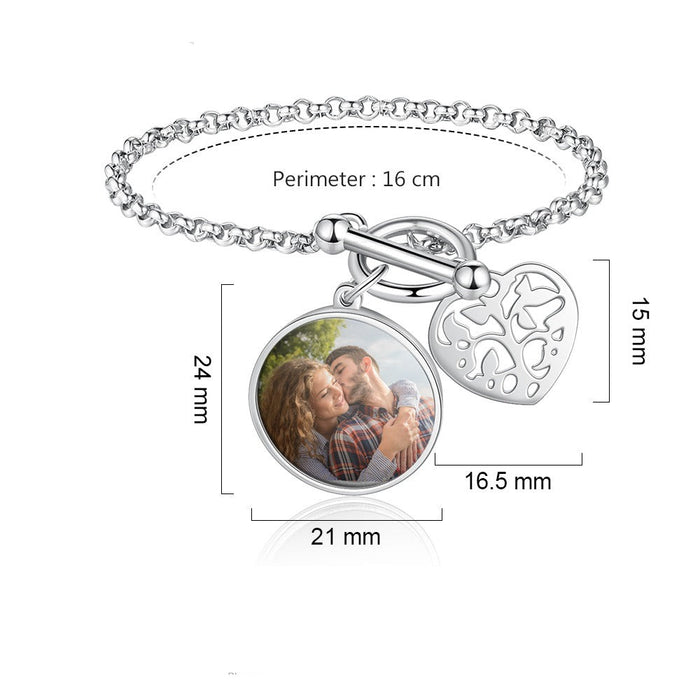 Personalized Photo Cordate Bracelet For Women