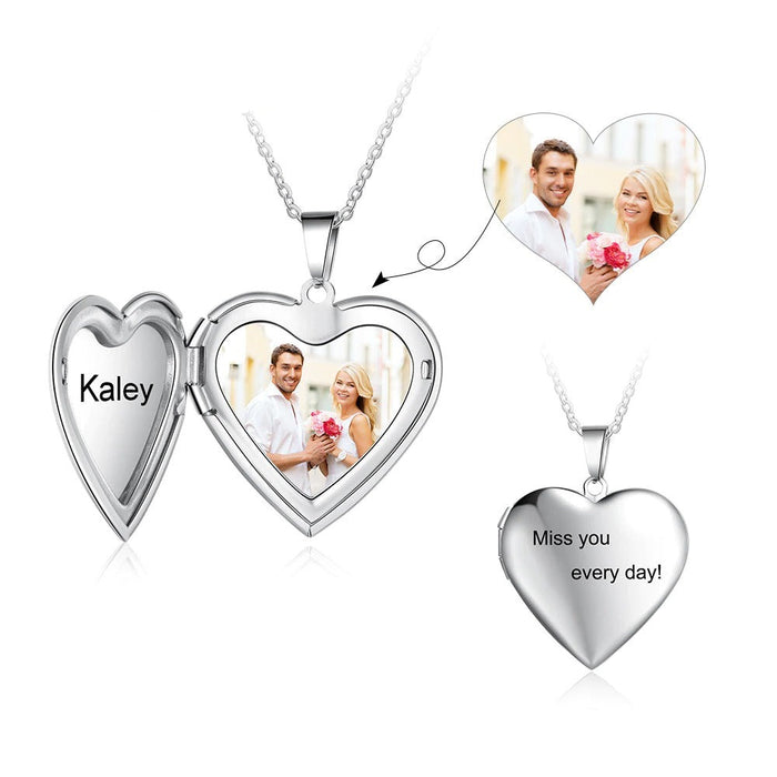 Stainless Steel Photo & Name Engraving Necklace For Women