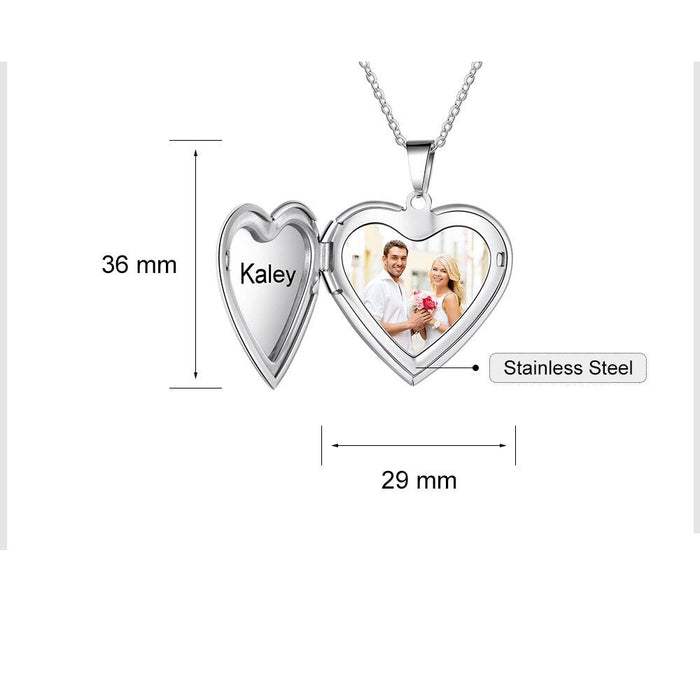 Stainless Steel Photo & Name Engraving Necklace For Women