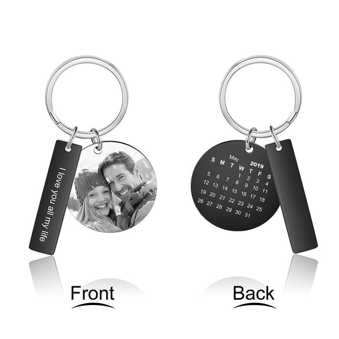 Personalized Steel Black Photo keychains