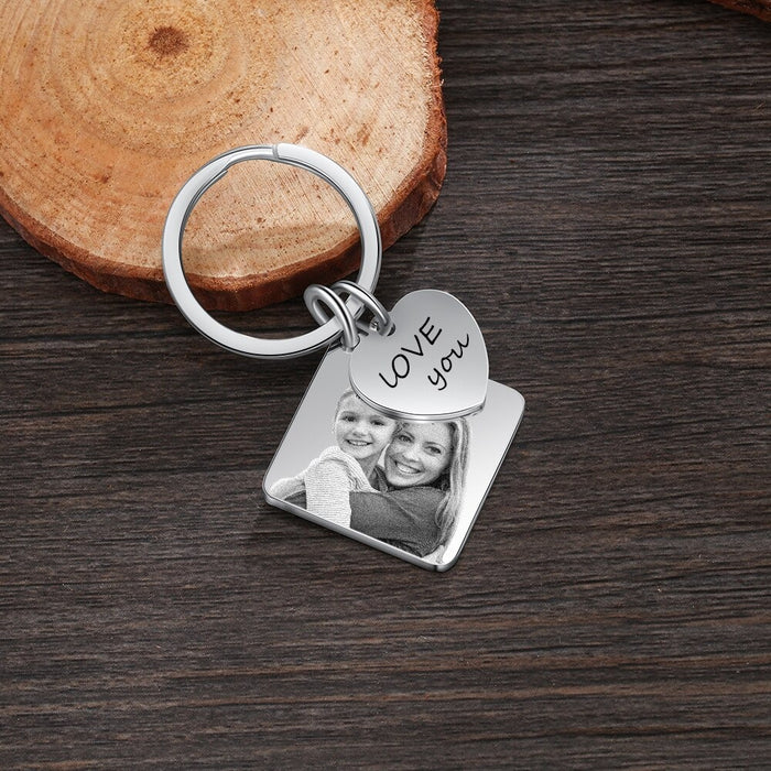 Personalized Photo, Name & Calendar Engraved Keychain