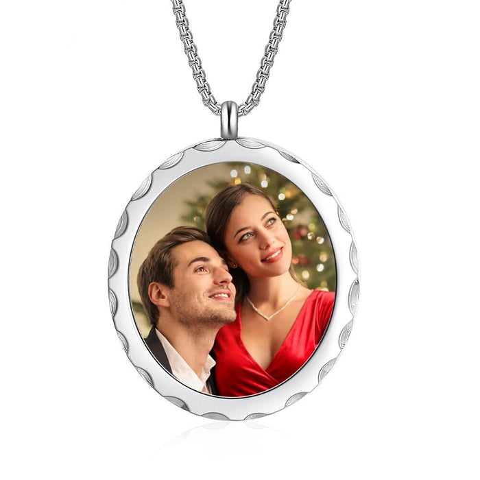 Stainless Steel Personalized Couples Photo Necklace