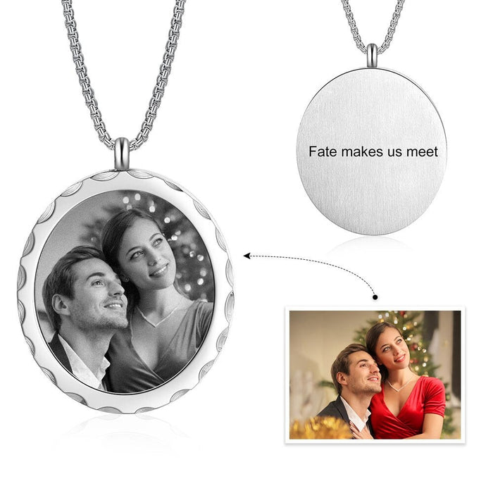 Stainless Steel Black & White Photo Necklace