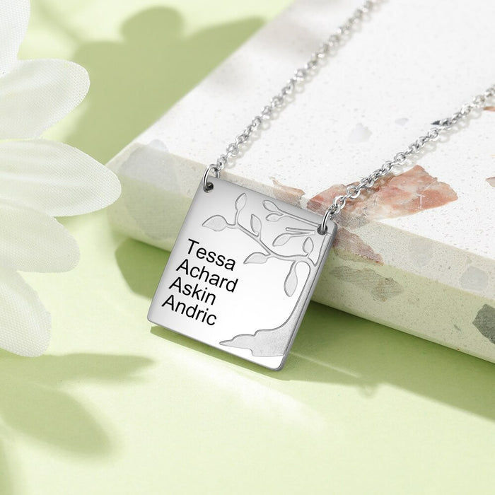 Personalized 4 Names Square Necklace