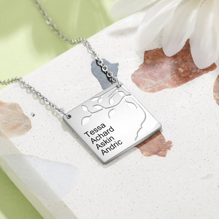 Personalized 4 Names Square Necklace