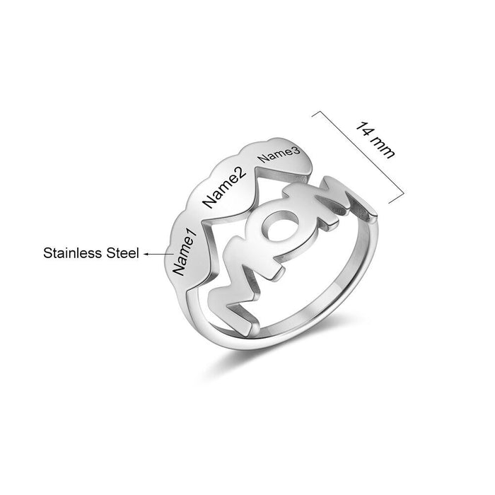 Personalized Stainless Steel Mom Ring