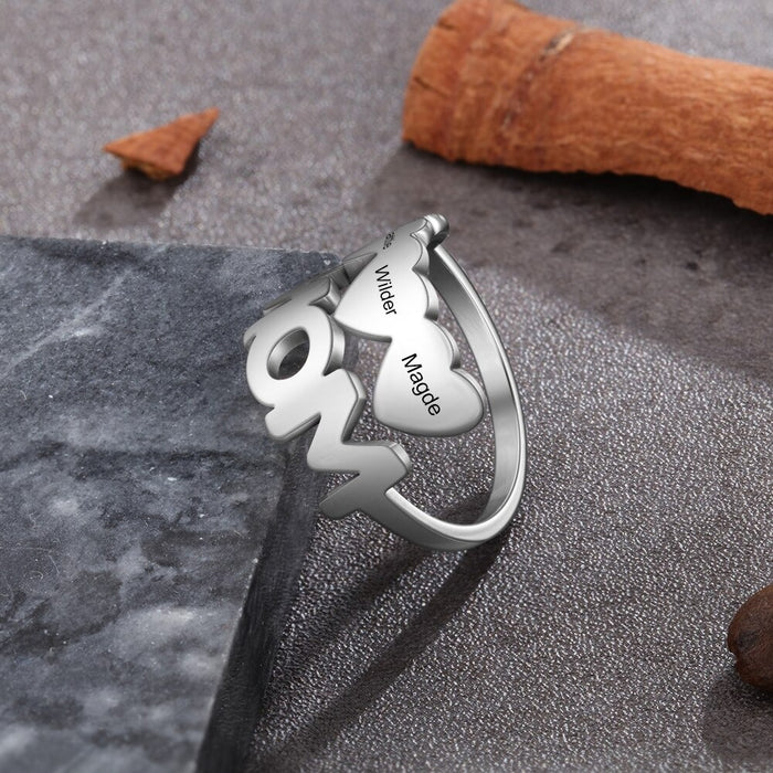 Personalized Stainless Steel Mom Ring