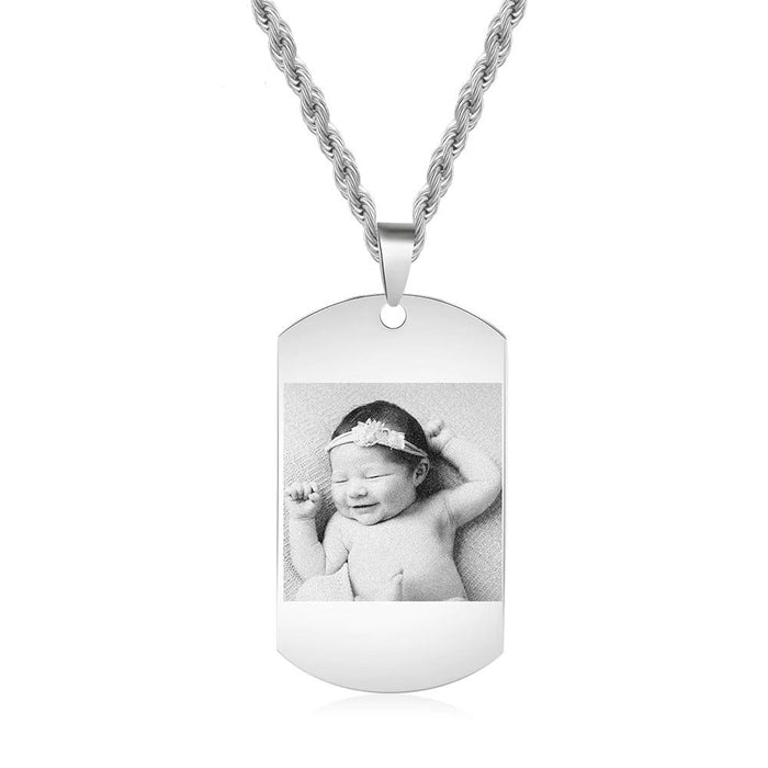 Personalized 1 Photo 1 Name 1 Date  Necklace