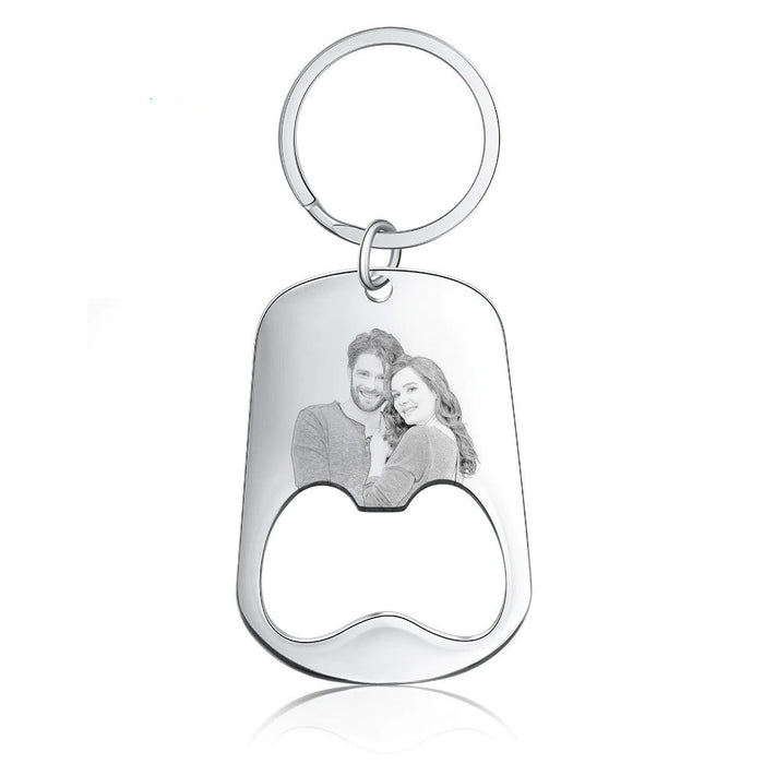Customized Stainless Steel Name Engraving Photo Keychain