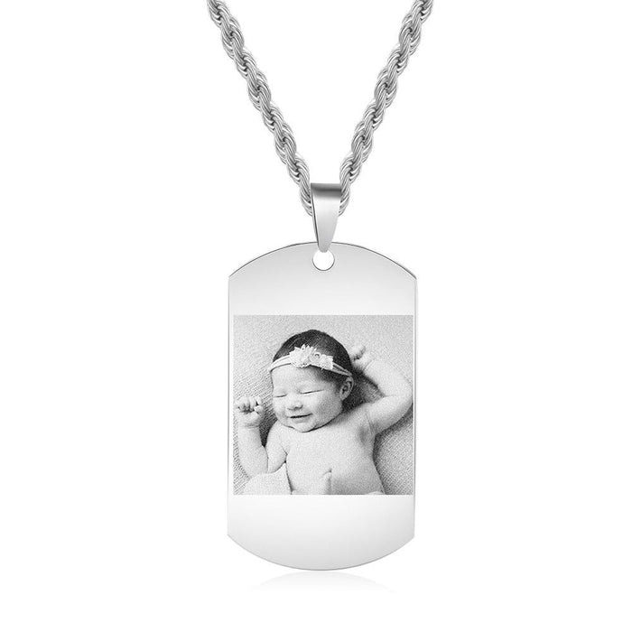 Personalized Stainless Steel Photo & Name Necklace