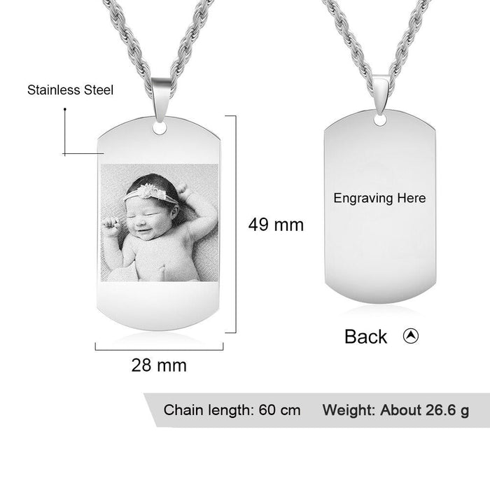 Personalized Stainless Steel Photo & Name Necklace